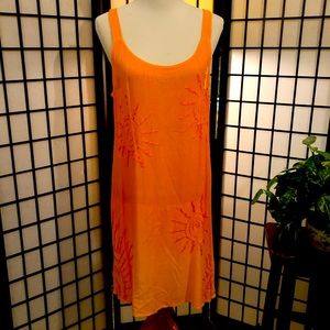 Orange sun dress with embroidered suns